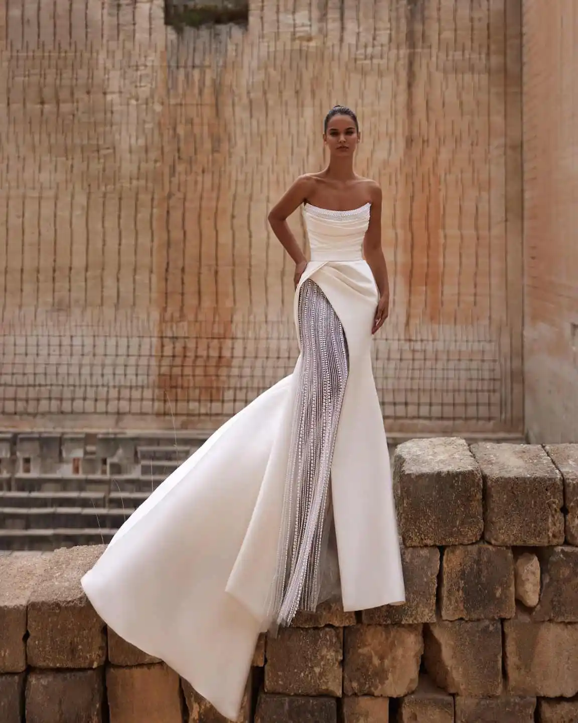 Graceful  Mermaid Gown Wedding Dresses Strapless Sequined Evening Dresses Special Occasion Gowns Vestido De Noiva Customized