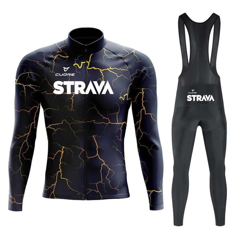 

CUDRE STRAVA Bike Man Cycling Equipment Man Bicycles Cycling Men's Clothing Cycle Jersey Sets Long Sleeve Jersey Bib Bicycle Mtb