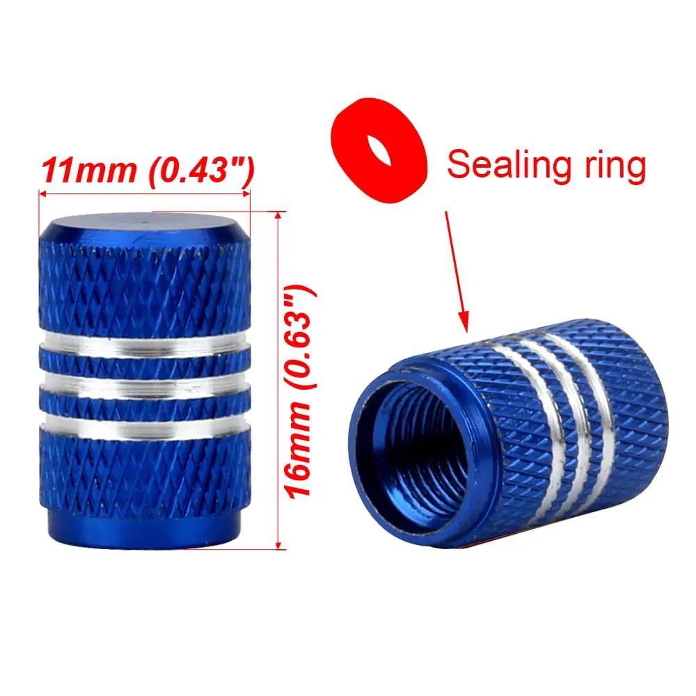 4x Aluminum Alloy Car Tire Valve Stem Caps Round Style Air Covers Red