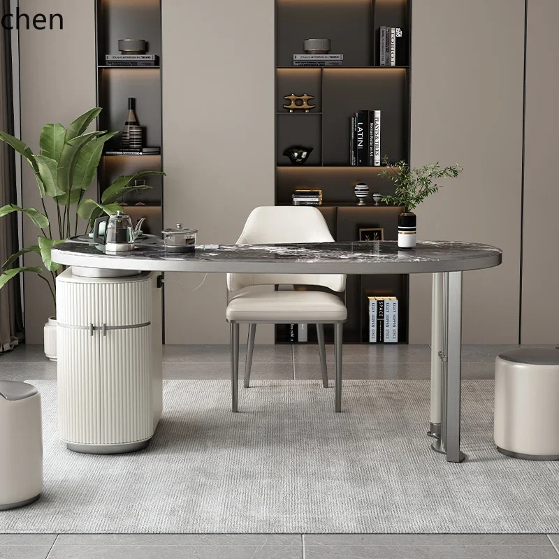 light luxury microcrystalline rock slab tea table and chair combination simple high-end sense home office tea table