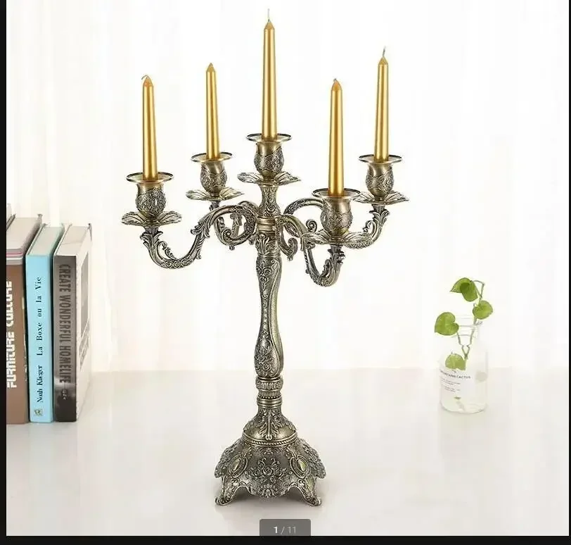 Bronze Metal Candle Holder Candle Stand Restaurant Wedding Decoration Candlelight Dinner Props Candlestick Holder Accessories