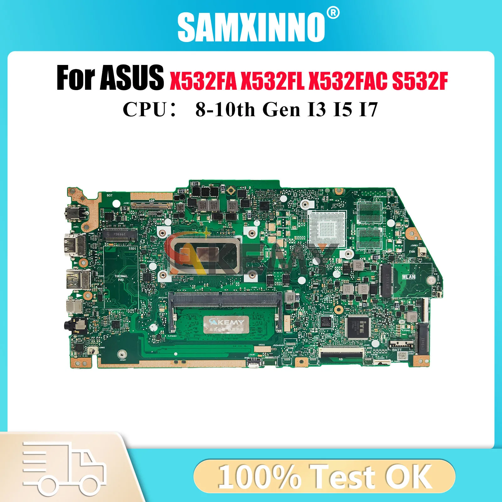 

X532FA Laptop Motherboard For ASUS S531F X532F K532F X532FL S532F K531F S5500F X532FL V532F X532FAC V531F Mainboard I3 I5 I7 CPU