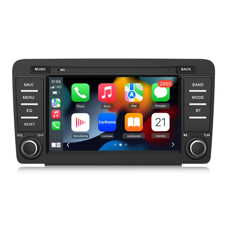 Junsun Kabelloses CarPlay Android Auto Autoradio für Skoda Octavia 2 A5 2004-2013 GPS-Navigation WIFI RDS BT FM DSP Auto-Multimedia-Player Stereo-Haupteinheit Upgrade Touchscreen