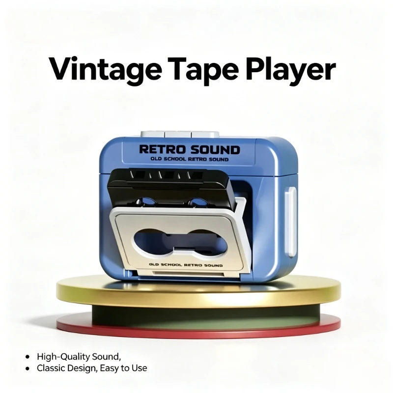 Vintage Tape Recorder Couple Keychain Mini Recordable Retro Cassette Recorder Classic Fun Red Blue Couple Gift