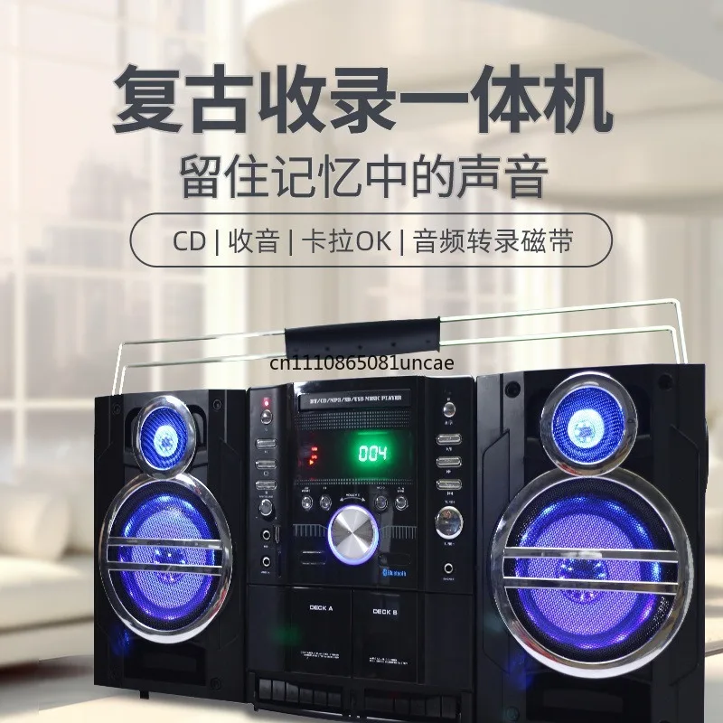 Dual Cassette CD Radio Player Bluetooth USB FM Karaoke All-in-one Audio System