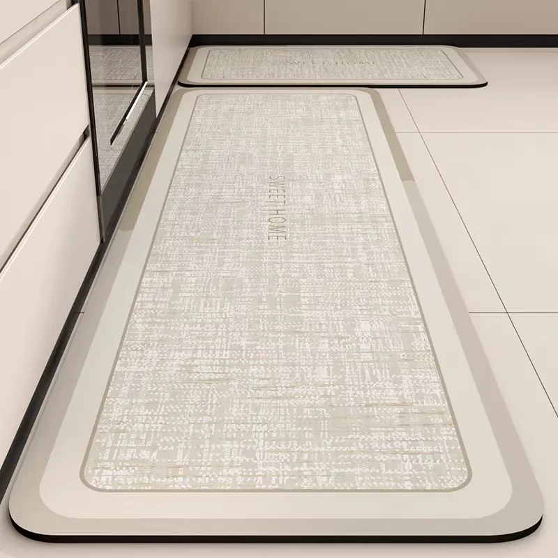 Carpet for Kitchen Anti-slip Carpets PVC Leather Floor Mat Simple Letter Pattern Rug Waterproof Stain-resistant Long Floor Mats