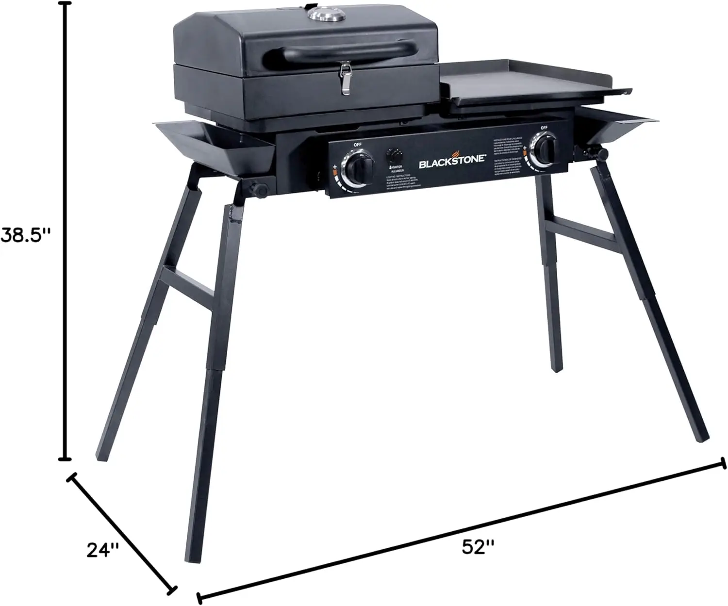 Tailgater Stainless Steel 2 Burner Portable Gas Grill and Griddle Combo Total 35,000 BTUs for Indoor or Backyard, Outdoor, Patio