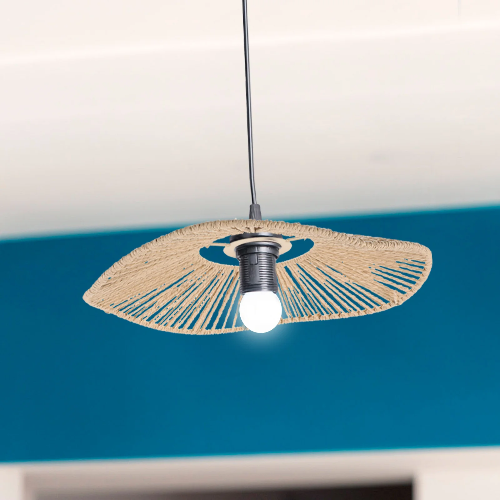 Retro Style Lamp Shade Paper Rope Weaving E27 Base For Ceiling Lamp Chandelier Small Woven Lampshade Lighting Supply Decor