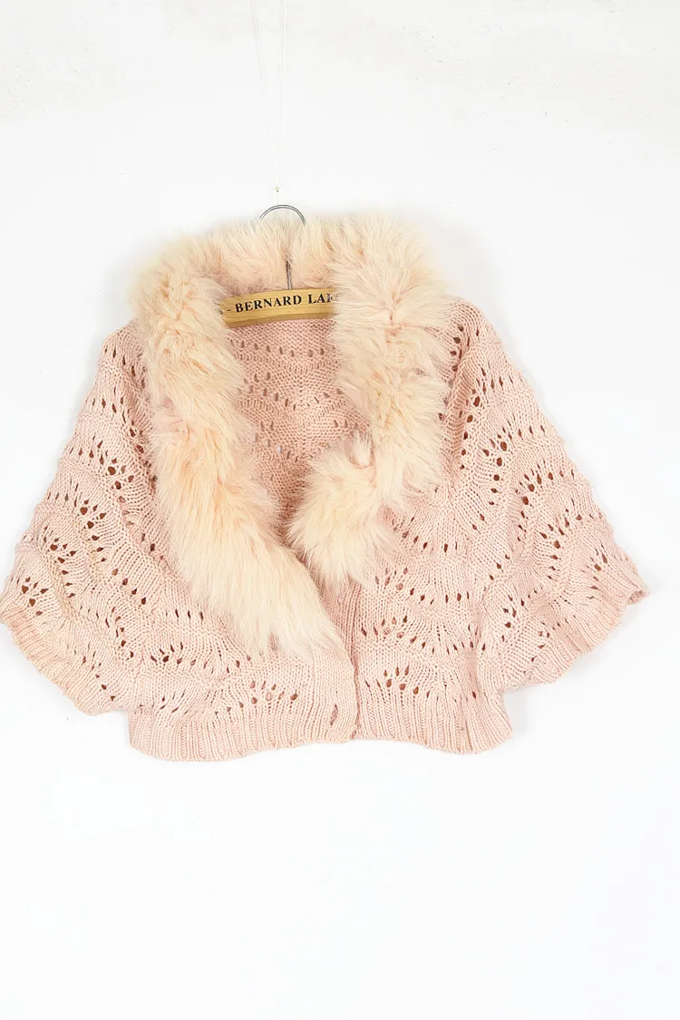 Vintage Strickweste mit Fellkragen, Abib Kaninchenfell, Hippie Desert Wanderer Y2K Street Style, Wärmeisolierend, Lang