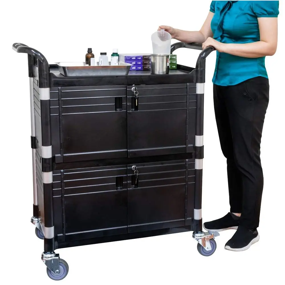 

JaboEquip Double Lockable Door Medical Cart [ JaboEquip ] Cabinet Utility Cart with 2 Lockable Door Hospitality School Lab cart
