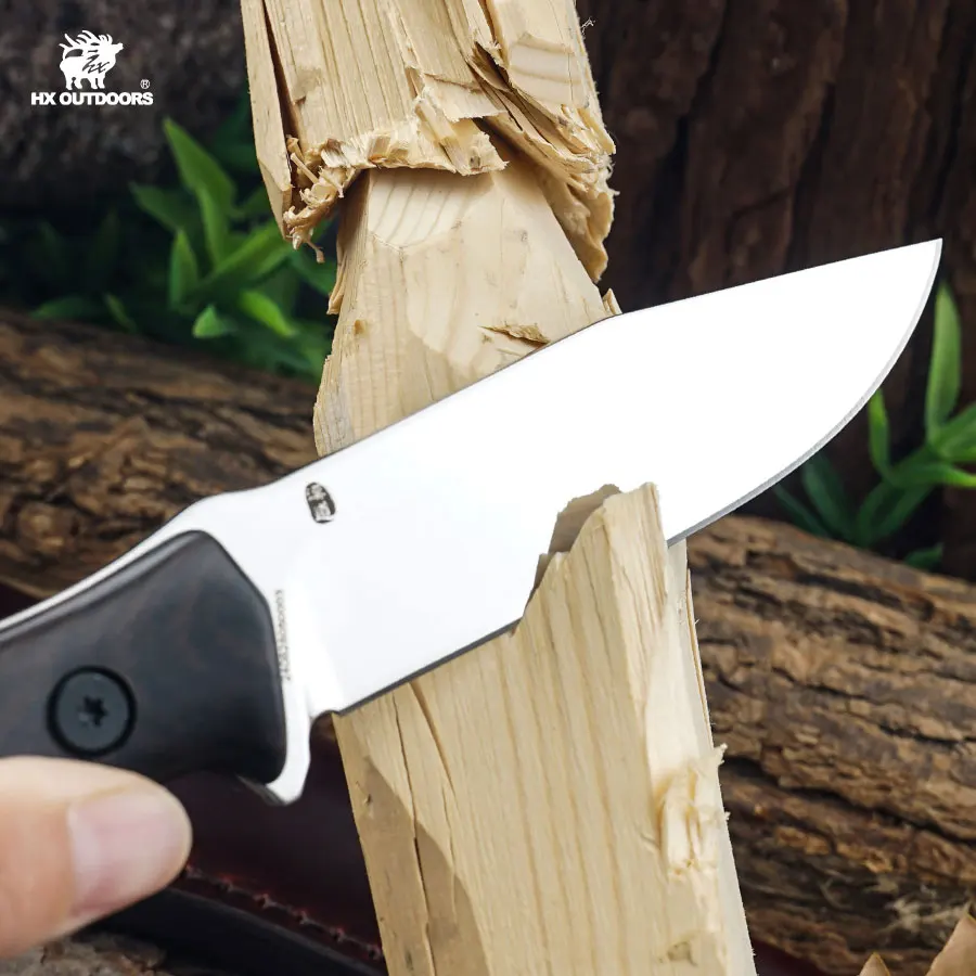 HX OUTDOORS Camping Knife Hunting Rescue Knives Survival Knife 7CR17MOV Blade ousehold Wooden Handle Butcher Knife Dropshipping