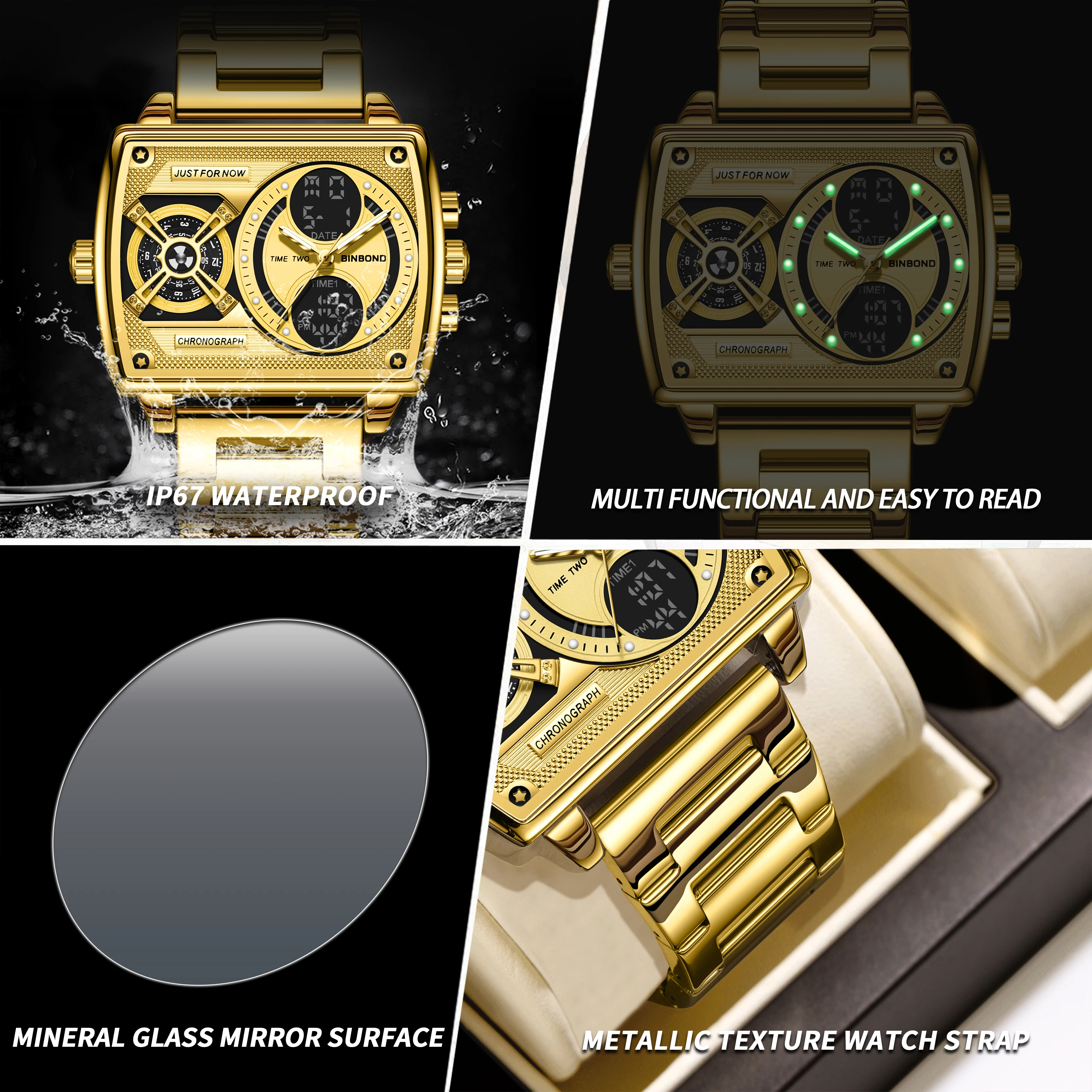 BINBOND  Multi-functional Casual Reloj Precise Quartz Watches For Men Luxury Luminous Waterproof Men's Wristwatches Chronograph view 6