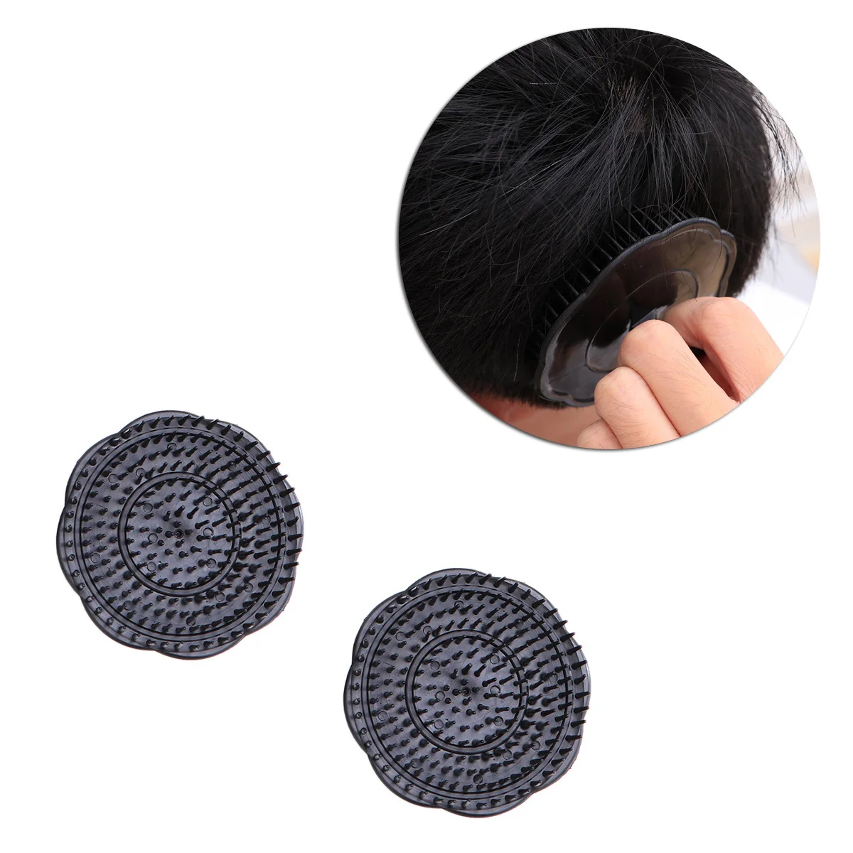 

4pcs Hair Shampoo Brush Black Scalp Massager For Dandruff Control Exfoliating Scalp Cleaning Tool For All Hair Types Massage