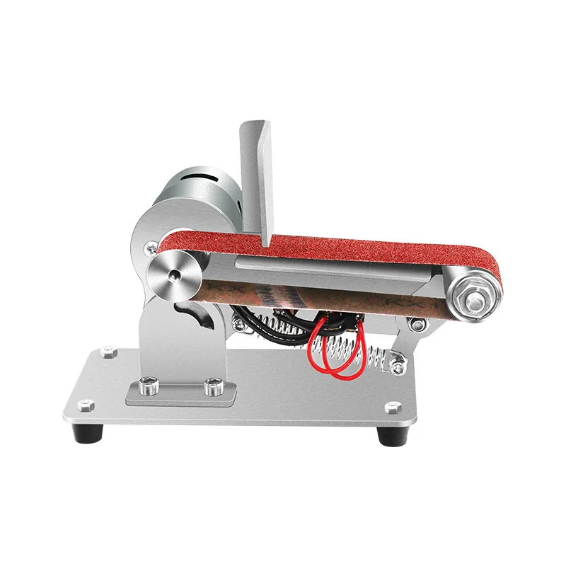 Miniature Mini Belt Grinding Machine DIY Polishing Machine Woodworking Grinder Angle Sharpener Cutting Machine Household Desktop