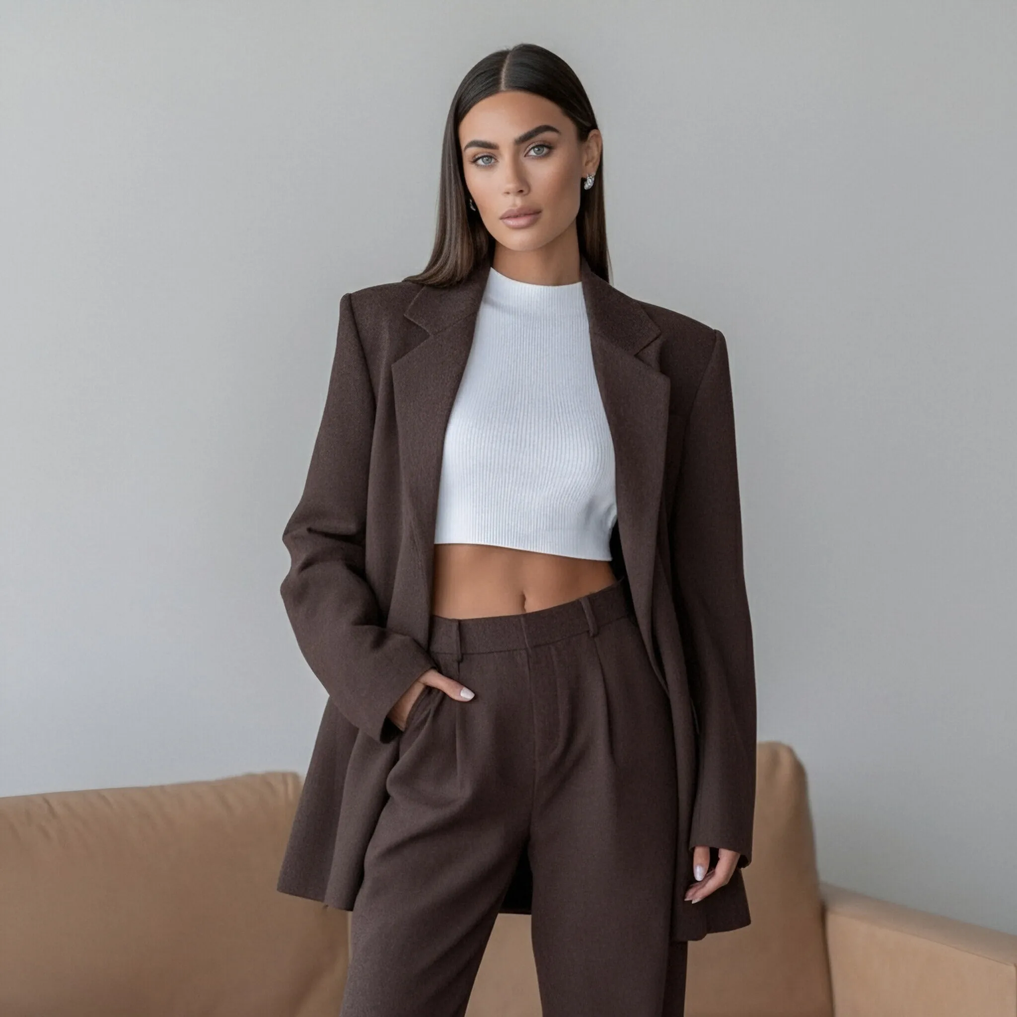 

Loose Long Sleeve Straight Tube Suit Dress For Commuting Spring Autumn Style Casual Business Women's Top