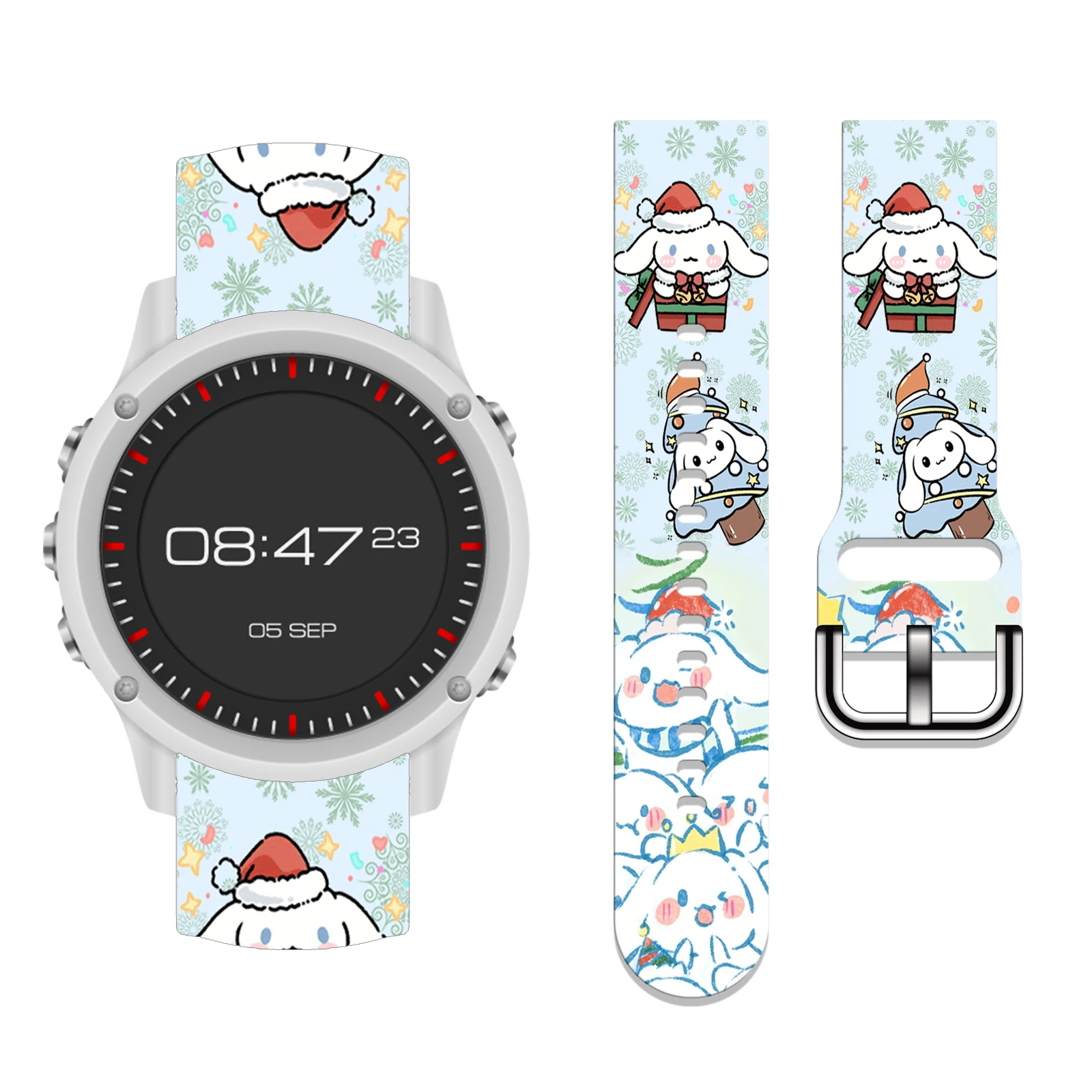 

MINISO 20mm Christmas Editi printed watch strap for Samsung Galaxy Watch 7/6/5 Band Replaceable Bracelet for Xiaomi Huawei Watch