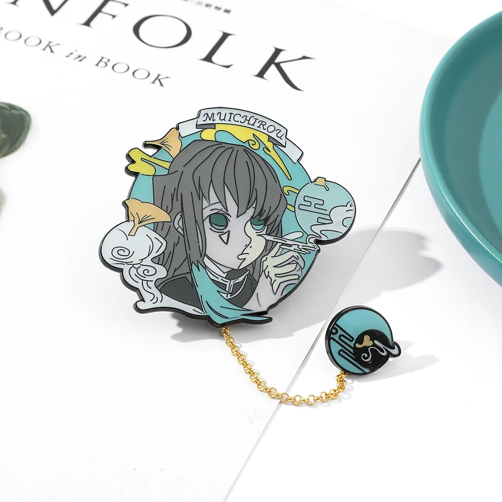 Anime Demon Slayer Kimetsu No Yaiba Brooch Agatsuma Zenitsu Hashibira Inosuke Enamel Lapel Pin Pendant Badge Brooch Accessories image 5