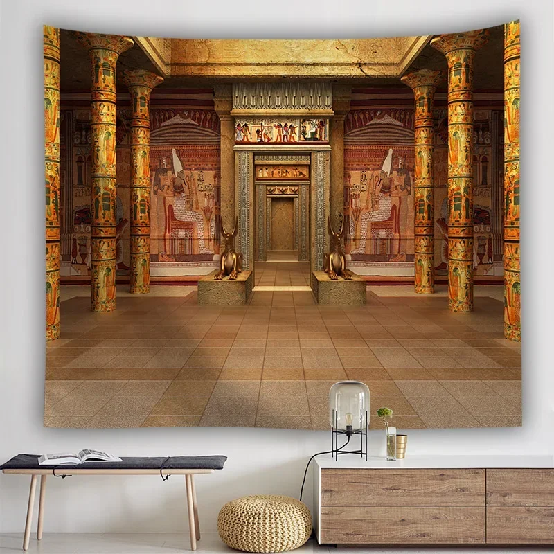 Yellow Ancient Egypt Tapestry Wall Hanging Old Culture Printed Hippie Egyptian Tapestries Wall Cloth Home Decor Vintage Tapestry