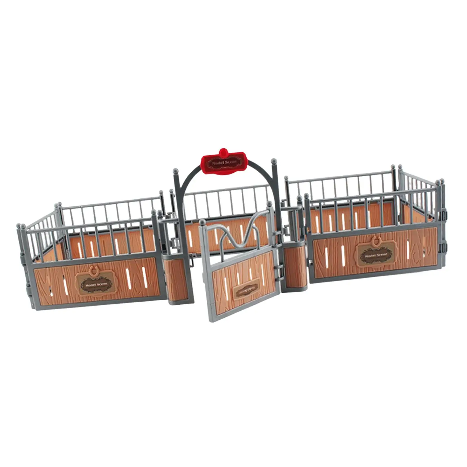 Realistic Horse Stall Model Kit with Fence Toy for Sand Table Scene Decoration Creative Kids Learning Gift
