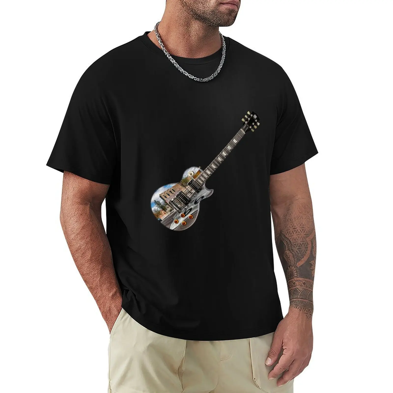 Футболка с изображением гитары Winslow Arizona Route 66 под углом 45 градусов, модная повседневная футболка с короткими рукавами