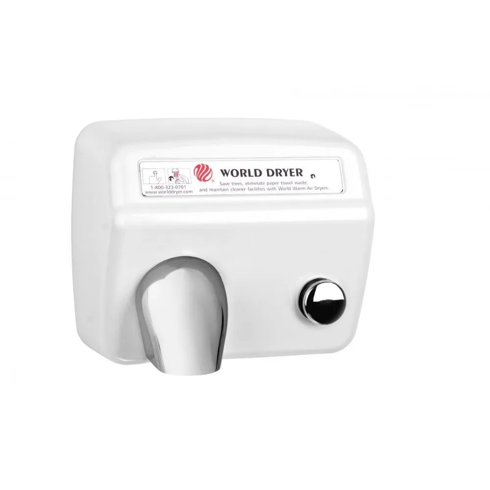 

Model A Durable Standard Hand Dryer, Push Button, Finish: White Stainless Steel, Voltage: 110-120 V, 15 Amps, Hand Dryer