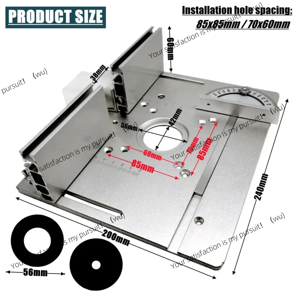 Aluminum Router Table Insert Plate W/ Miter Gauge for Woodworking Benches Table Saw Multifunctional Trimmer Engraving Machine