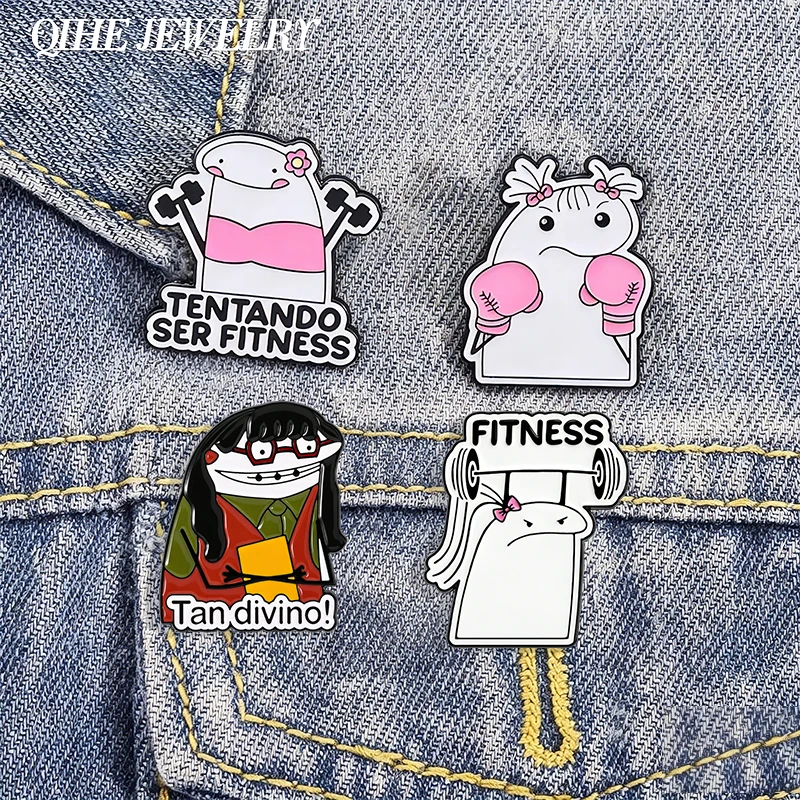 Pins Esmaltados de Fitness con Memes de Flork, Broches Divertidos de Fitness con Dibujos Animados, Joyería de Regalo para Fans y Amigos