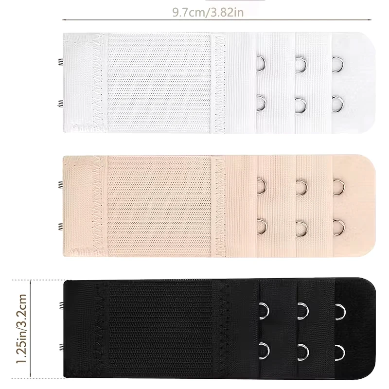3 Pieces, 3 Rows with 2 Hook New Bra Extension Straps, Elastic, Soft and Comfortable Bra Straps, Women's Underwear Accessories - view 5
