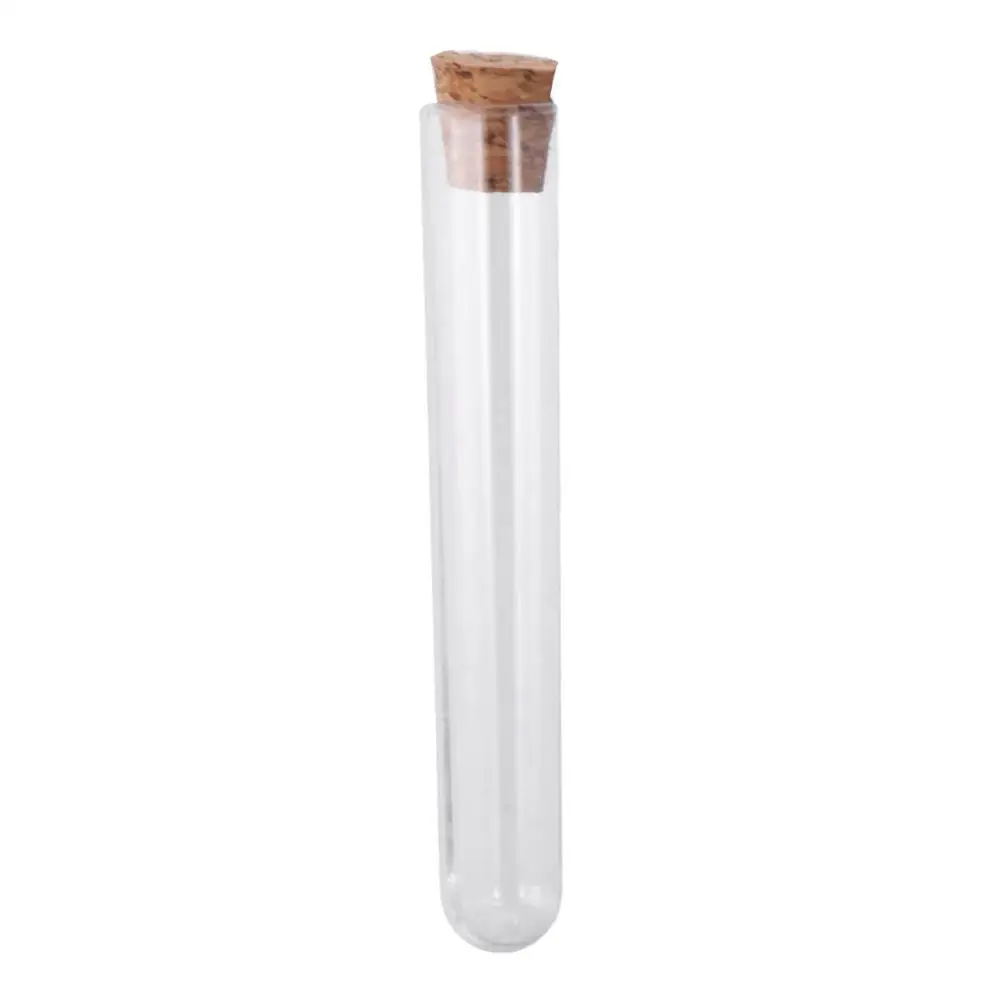 Plastic Test Tubes with Cork Stoppers Sample Display Decorations Container Round Base Storage Tubes for Scientific Experiments