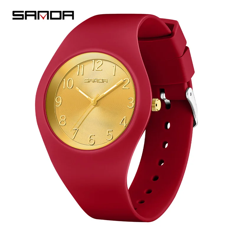 SANDA casual sports women's watch fashionable, simple and versatile imported PC21 silent movement 3ATM waterproof student watch