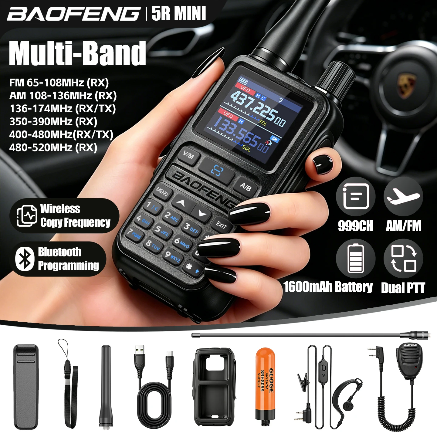 5Rmini Mini Baofeng Walkie-Talkie, New Model, Outdoor Self-driving, Skiing, Hiking, Civilian Baofeng Wireless Handheld Radio