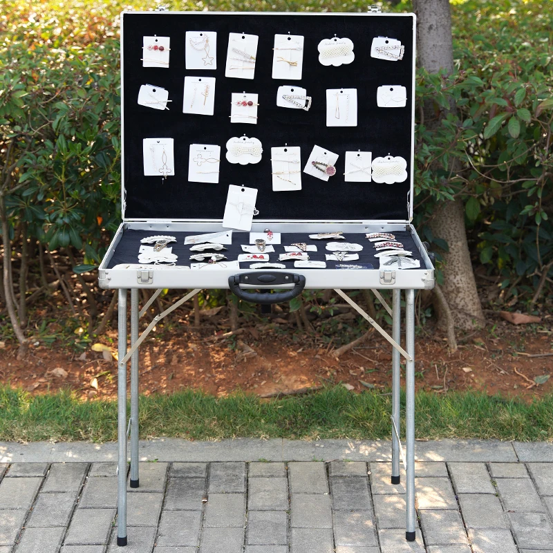 Portable Jeweler Stall Box Jewelry Display Stand Folding Box Storage Organizers Trinkets Showcase Earring Holder Display Shelf