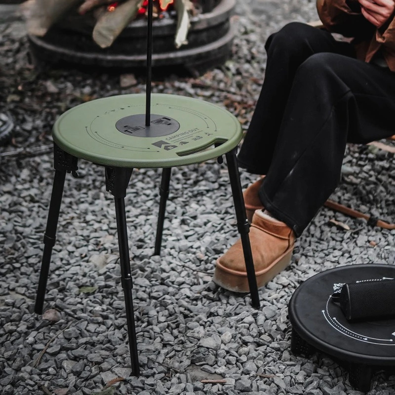 Outdoor tactical round table camping folding table and chair combination portable multi-functional coffee table