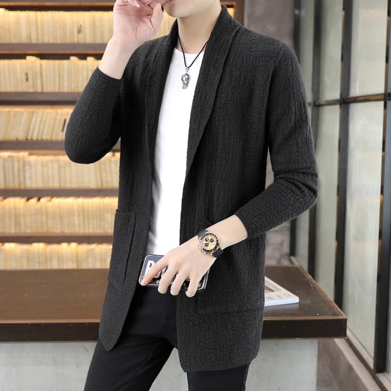 

2024 Autumn/Winter New Men's Casual Knitted Cardigan Sweater Youth Fashion Versatile Solid Color Sweater Cardigan Coat Top