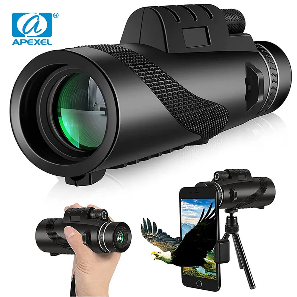 

APEXEL 80X100 HD Monocular Telescope Long Range Zoom Bak4 Prism Telescop with Tripod Phone Clip for Hunting Outdoor Camping