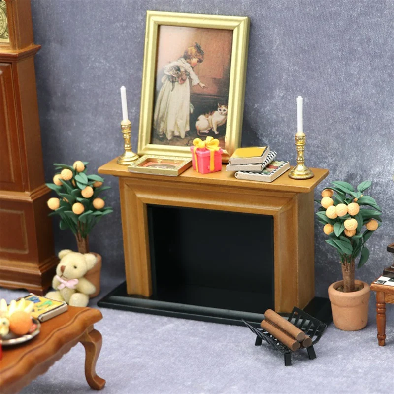 1:12 Dollhouse Miniature Room Furniture Straw Bales/Firewood/Fireplaces Model Decoration Mini Accessories