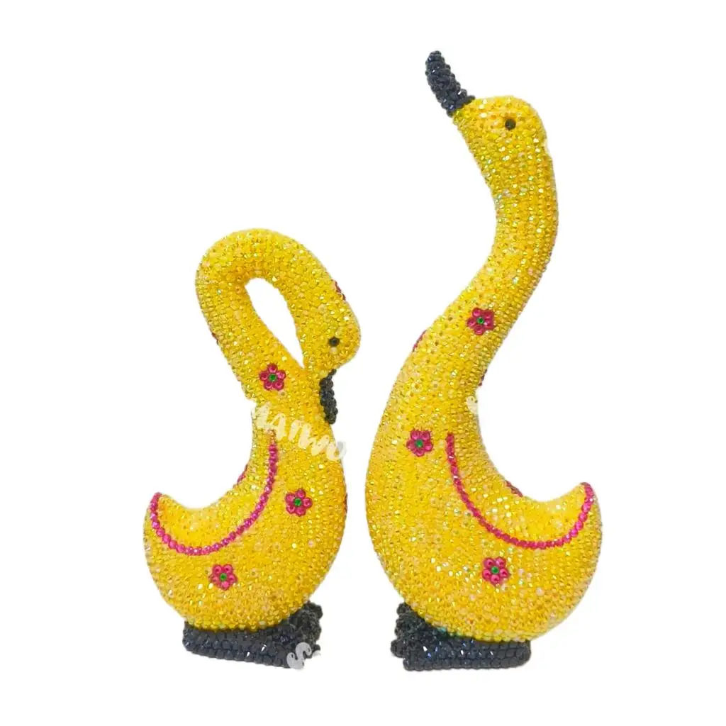 Statue de Couple de Canard Jaune en Diamant et Strass, Mosaïque Manuelle Décorative pour la Maison, Cadeau de Noël pour Enfant