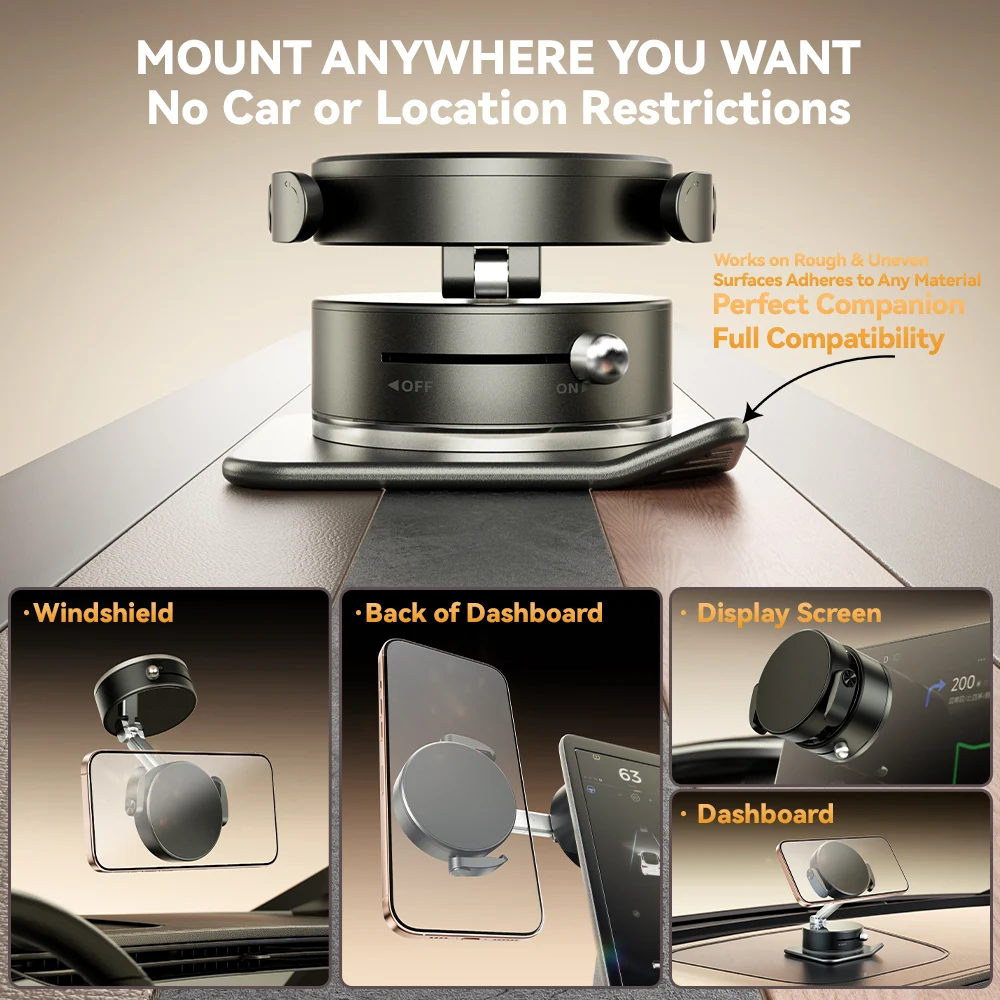 حامل هاتف مغناطيسي قابل للطي 2 في 1، 360 درجة ° دوران وكوب شفط فائق، مشبك عالمي لهاتف iPhone Android Mobile #6