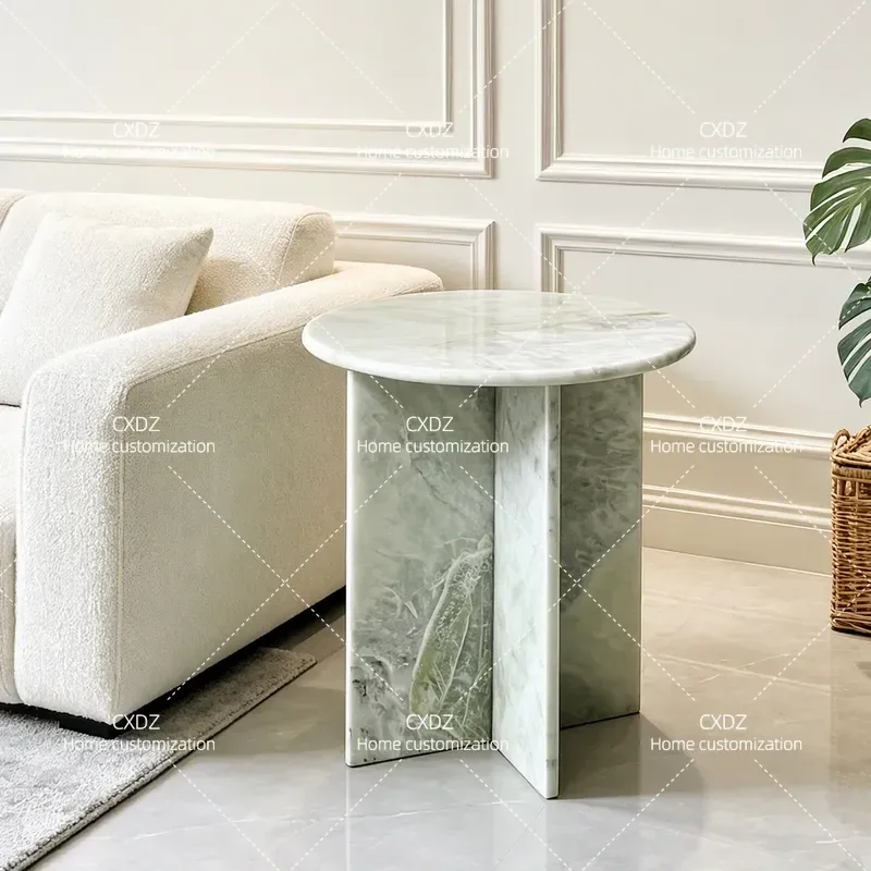 Fantao light luxury simple natural marble sofa side few small coffee table living room home removable bedside table
