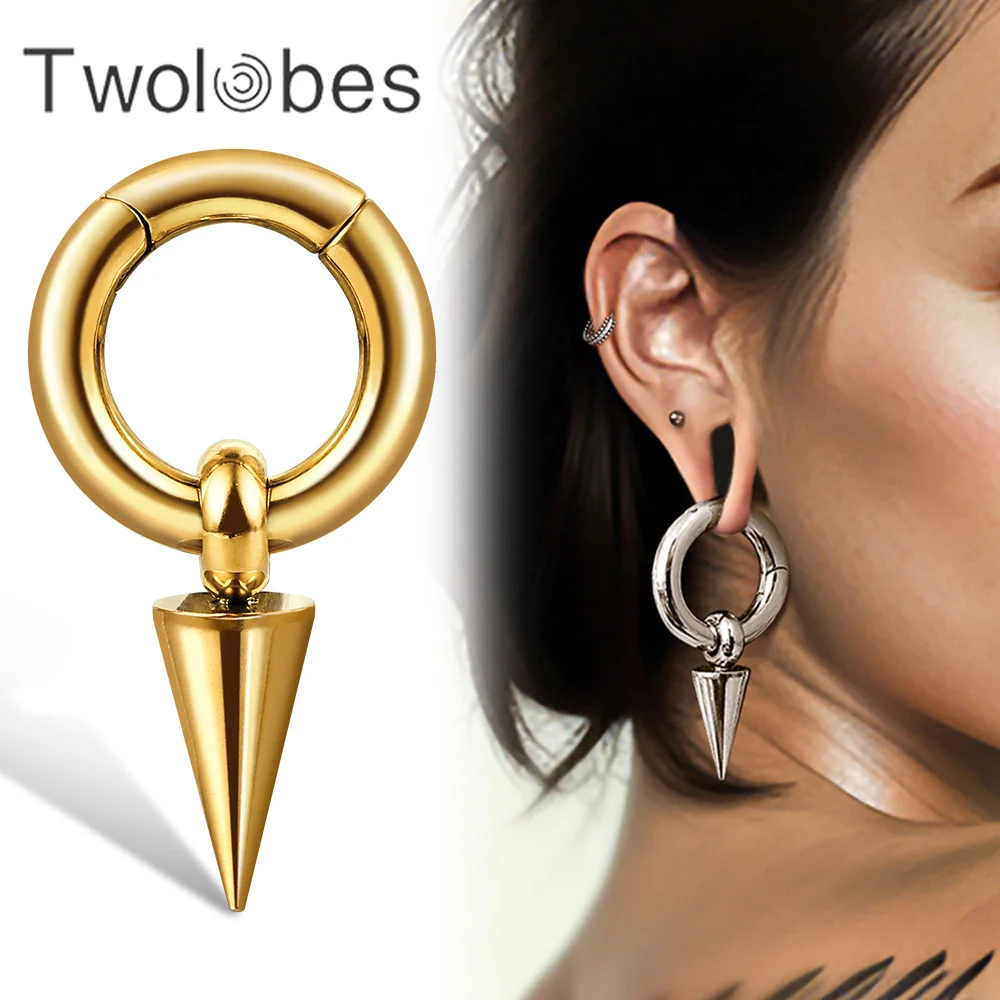 Twolobes 2PCS 316 Stainless Steel Ring Ear Weights Dilations Stretched Lobe Ear Hangers Tunnels Piercing Women Body Jewelry