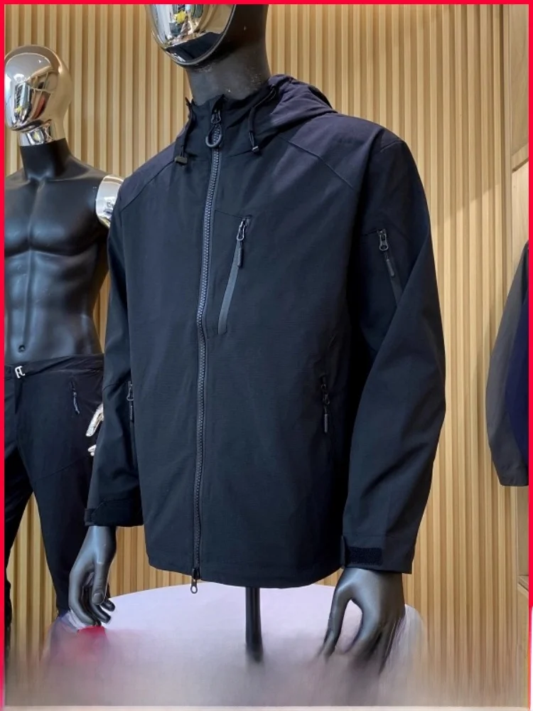 High-End Fluorbestendige Stof Outdoor Sport Heren Jaet Met Hoed 3D Maatwerk Stand Versie Lange Sve Jeugd Sle