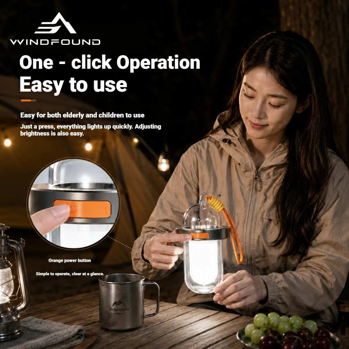 Solar-powered Camping Light USB Rechargeable Three-mode Dimmable LED Light Suitable for Hiking Tenting and Outdoor Travel