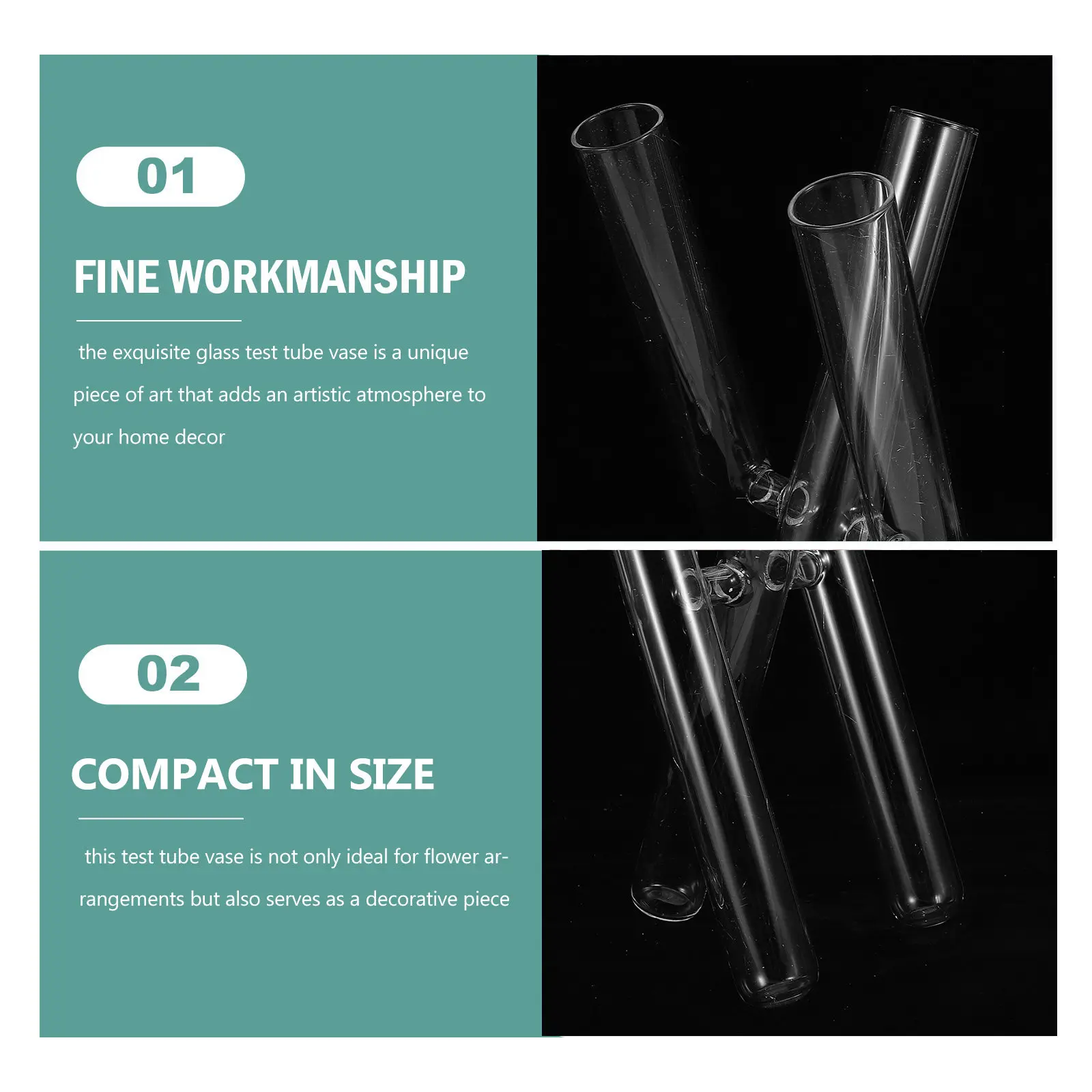 Glass Bud Vase Test Tube Flower Holder For Home Office Decor Party Decor Clear Transparent Living Room Bedroom