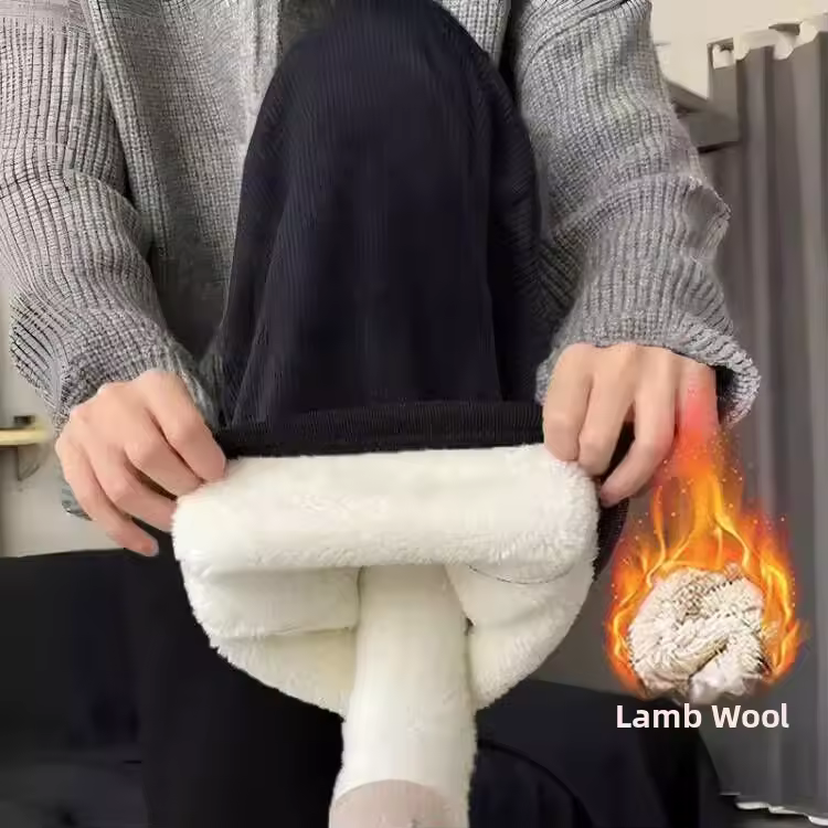 양털 와이드 레그 팬츠 착용샷