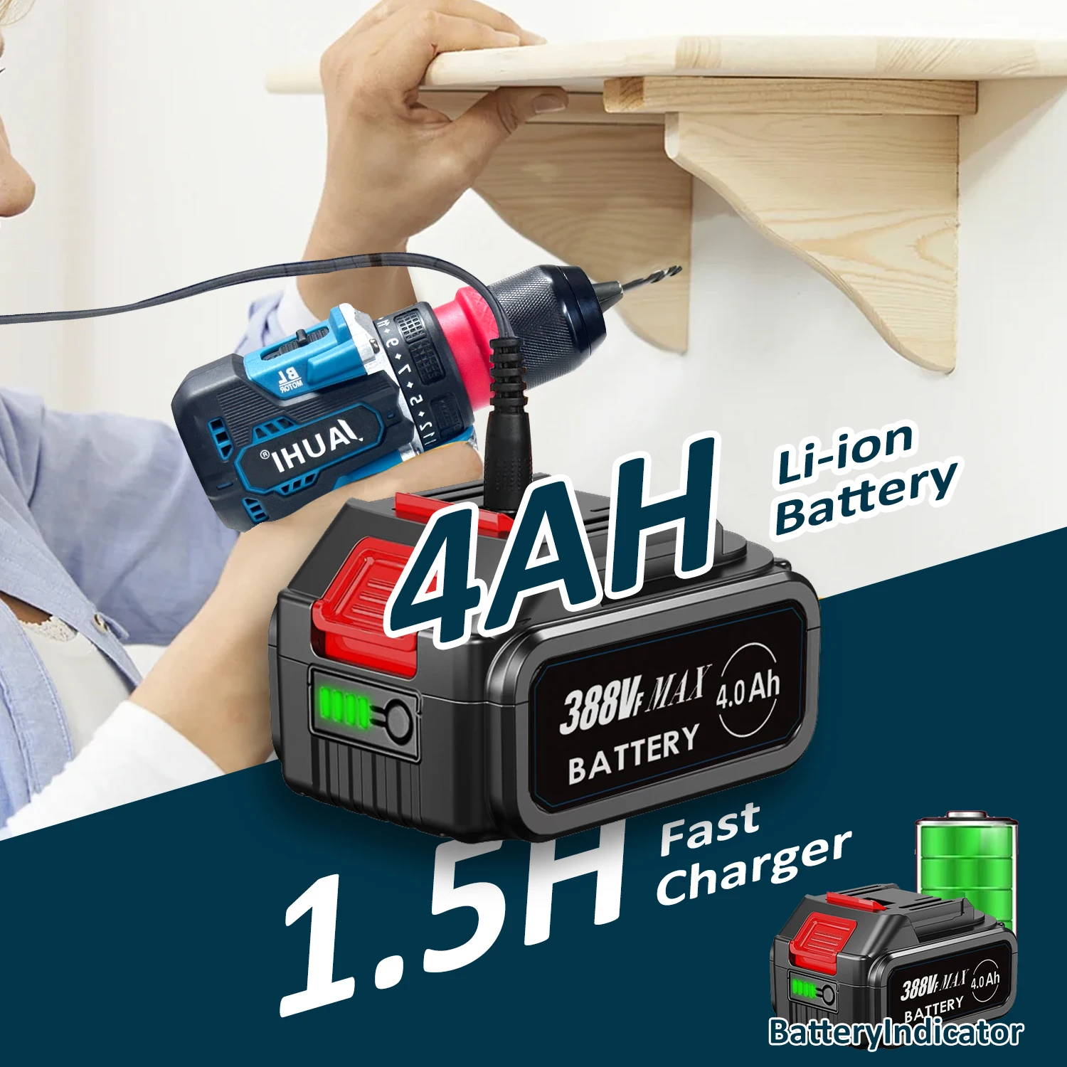 Imagem -04 - Jauhi-chave de Fenda Elétrica sem Escova Impact Driver Furadeira sem Fio Velocidade de Velocidades Makita Battery Power Tools 280n.m 1000w