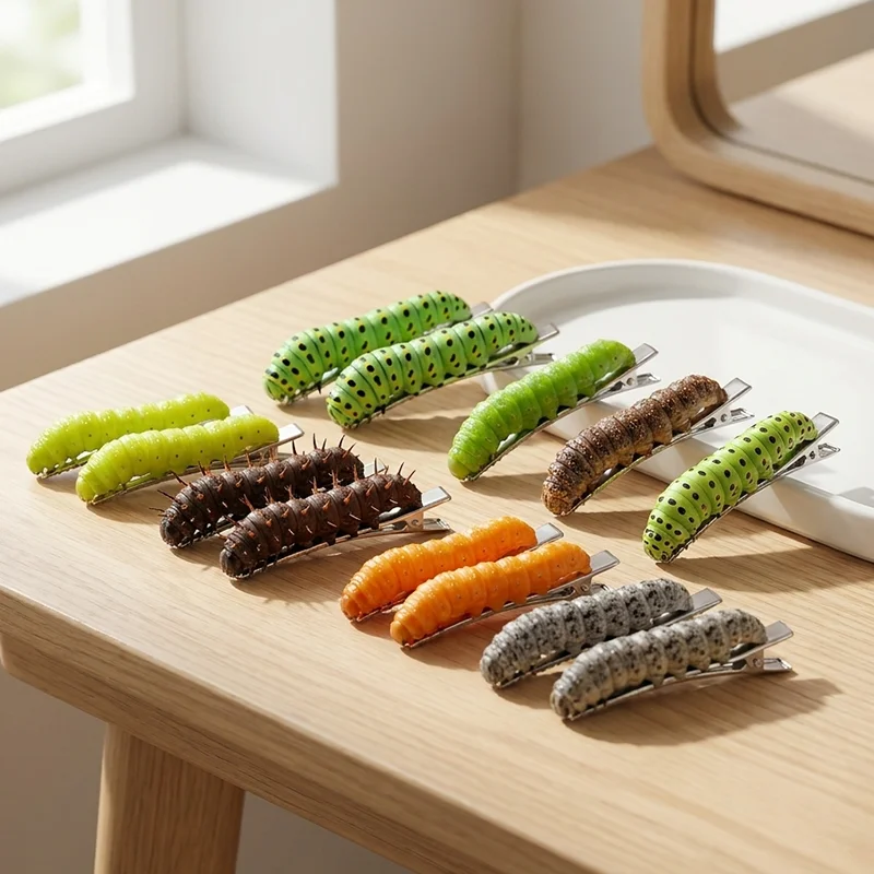 

Funny Realistic Caterpillar Hair Clips, 12 Styles of Prank Props, Personalized and Fun Bug Hair Clips, Trendy Quirky Accessories, 2Pcs/6Pcs/12Pcs