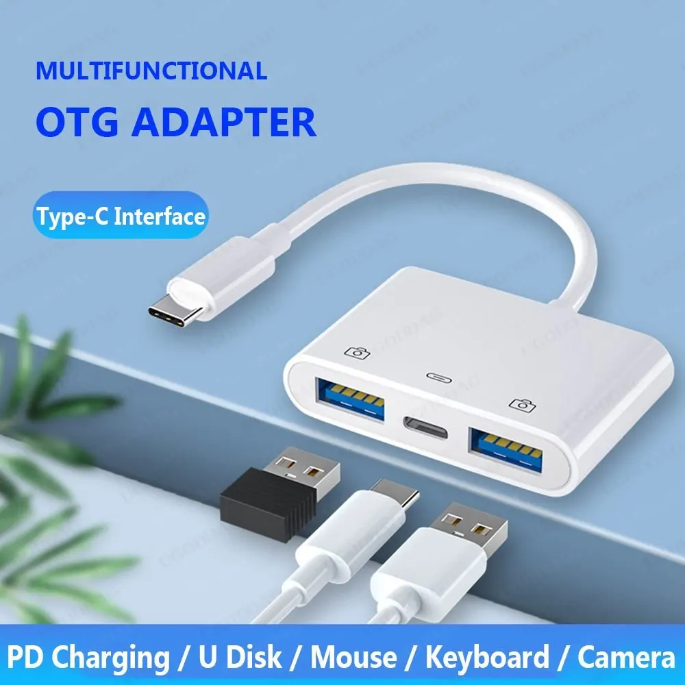 3 In 1 Type-C OTG Adapter Power Supply PD Fast Charging Cable USB 3.0 External U Disk Converter Splitter For Laptop Mobile Phone