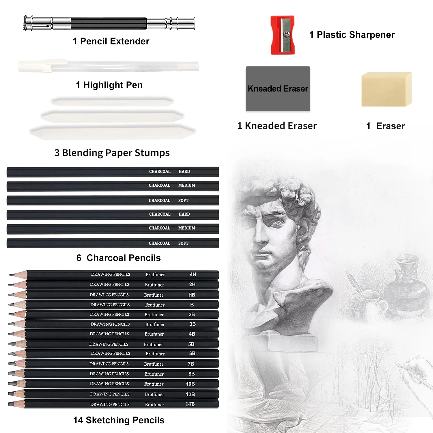 29-70 pcs Drawing Set Sketching Kit - Art Supplies,for Adults Artists with 3-Color Sketchbook,Graphite,Pastel,Charcoal Pencils