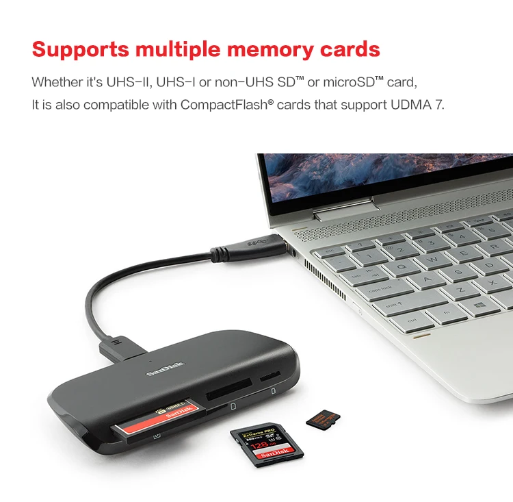 Устройство чтения карт памяти SanDisk USB 3.0 Type-C для карт памяти Microsd SD и карт CompactFlash