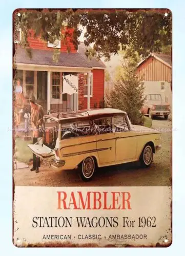 1962 Rambler station wagon metal tin sign bedroom decorating themes